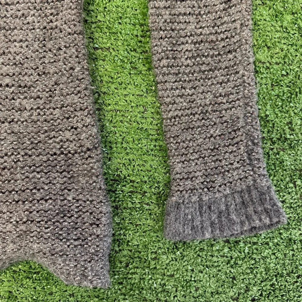 Eileen Fisher Gray Chunky knit Metallic Alpaca V-Neck Sweater, Size L
